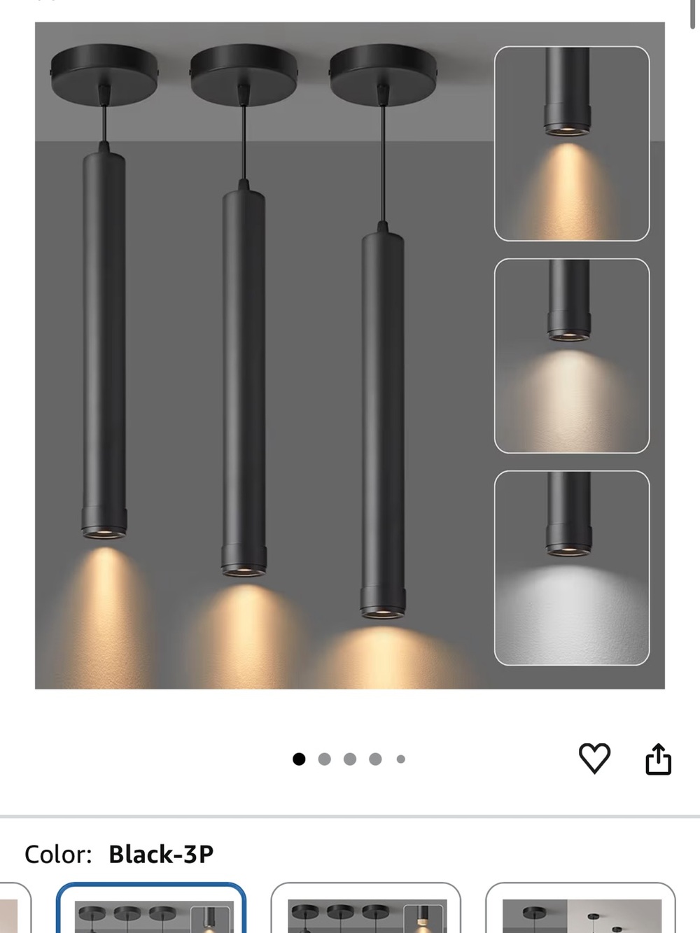 Modern Black Cylinder Pendant Light Trio